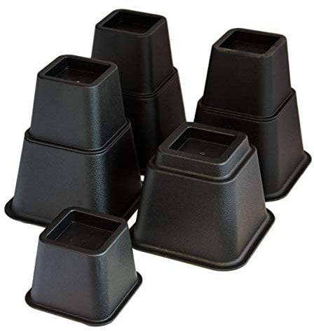 KCT Furniture Risers 8 Inch Bed Riser 3 Inch 5” Black Plastic Adjustable Stackable Heavy Duty Chair Desk Table Sofa Leg Raiser Lifter 8 Pack Elephant Feet