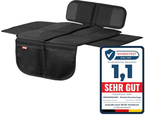 HerzensKind Premium Kindersitzunterlage, der Beste Schutz für Ihre Autositze, universeller Autositzschoner für Textil- und Ledersitze, ISOfix geeigneter Sitzschoner für alle Kindersitze (S (1-Pack))