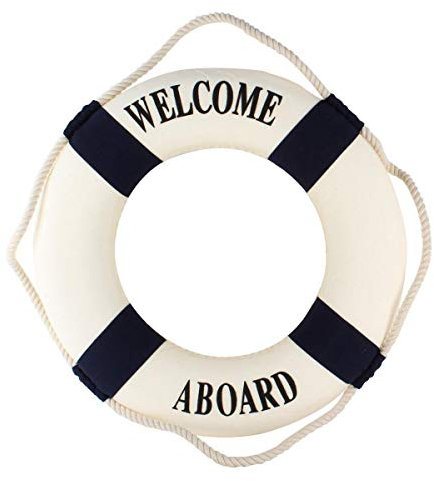 Rettungsring Deko Willkommen Schild Wanddeko für Wohnzimmer Küche Badezimmer Deko (blau)