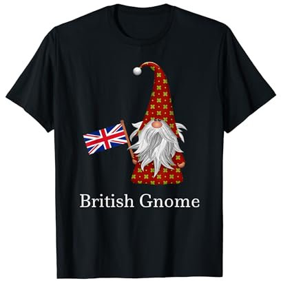British Gnome Holding The Flag of England the Union Jack T-Shirt