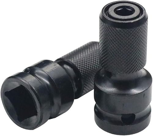 DCA 2 PCS 1/2 inch Square Drive to 1/4 inch Hex Female Socket Adapter Converter Chuck Adapter for Impact Air and Electric Wrench