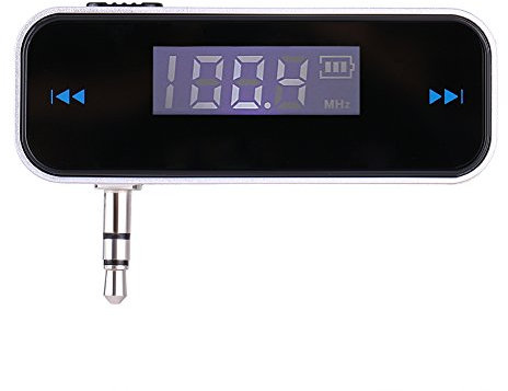 ASHATA Transmisor FM de Audio para Automóvil, Reproductor MP3 Coche, Pantalla LCD con Retroiluminación, Llamadas Manos Libres, con Conector de 3.5 mm para Teléfono Celular MP3