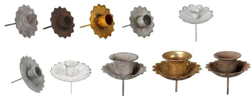 NETPROSHOP Kerzenhalter Krone Durchmesser 7-10 cm zum Stecken für Stabkerzen/Baumkerzen, Farbe:Eisen Antik, Auswahl:8 cm