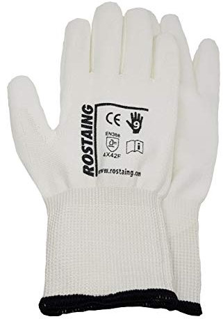 Rostaing Whitetactil Maximum Cut Protection Level F Gloves - White, 9/ L