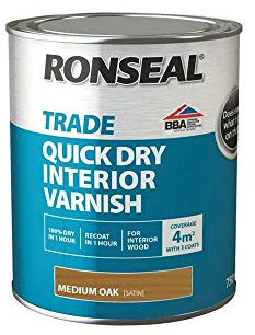 Ronseal Trade Quick Dry Interior Varnish - Medium Oak - 750ml