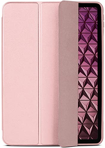 ONEFLOW Étui de protection pour iPad Pro 11 (2018-2022), ultra fin, avec fonction veille/réveil automatique, à rabat, en cuir PU, or rose
