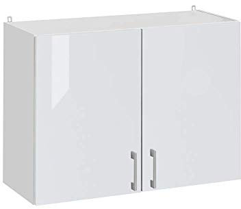 Cuisineandcie - MEUBLE HAUT DE CUISINE ECO Blanc Brillant 2 Portes L 60 cm + 1 étagère - Meuble Cuisine Rangement, Meuble Cuisine, Armoire Cuisine