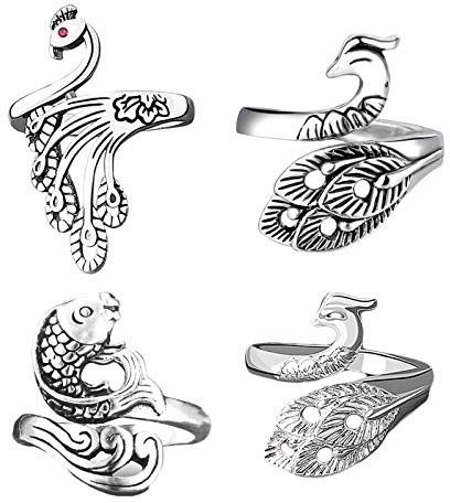 4 Stück Häkel Ringe Phoenix Ring Basteln Zubehör Werkzeuge Pfau Und Fischform Yarn Guide Ring Zum Garn Stricken Zubehör Basteln Für Fingerhäkeln, Strickschlaufe, Häkelring Für Schnelleres Stricken