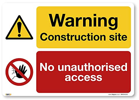 Cartello di sicurezza in vinile autoadesivo, per edilizia, ristrutturazione, cantiere, cantiere