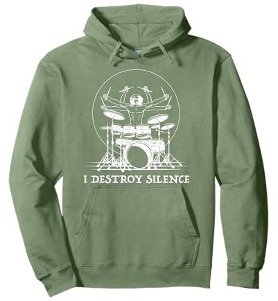 Batteria Uomo Vitruviano I Rock Music Drummer Felpa con Cappuccio