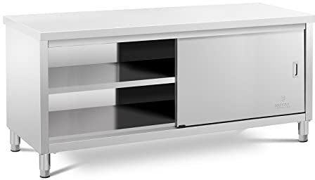 Royal Catering Arbeitsschrank Edelstahl 200 x 60 cm 500 kg Tragkraft Gastro Edelstahlschrank