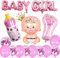 Babyparty Deko Mädchen, Baby Shower Dekoratione Mädchen, It's A Girl Luftballons Rosa, Baby Dusche Party Deko, XXL Folienballon als Geschenk zur Geburt eines Mädchen …