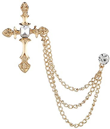 Neue Metall Kreuz Brosche Kristall Strass Quaste Kette Anstecknadel Mode Herren Anzug Abzeichen für Frauen Zubehör