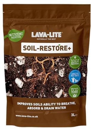 Lava-Lite Soil-Restore+ Soil Improver Natural Organic Perfect for Strong Healthy Garden Encourages Root Growth Experience the Lava-Lite Effect 3 Ltr