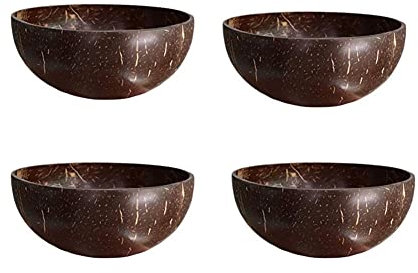 TONGYOU 4 cuencos de coco naturales para desayuno, avena, cáscara de coco, vajilla, frutas, batidos, ensaladas