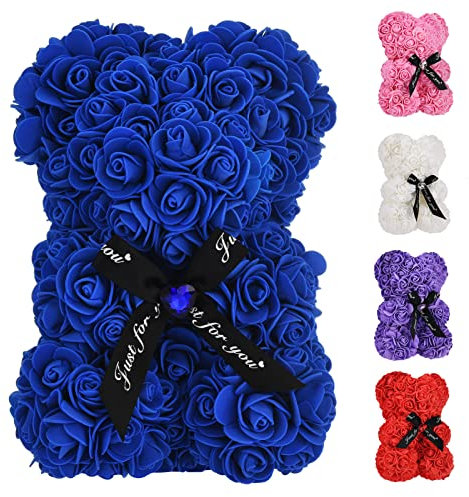 EALEBE Ours en peluche rose - Cadeau pour sa maman, fleur faite à la main avec boîtes lumineuses, fête d'anniversaire, pour la Saint-Valentin, la fête des mères, Noël, un anniversaire de mariage