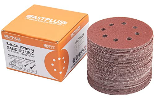 Schleifpapier 125mm Klett 100 Stück 8 Löcher 125mm Schleifscheiben 10 x 40/60/80/120/180/240/320/400/600/800 Gemischte Körnung Sortiertes Schleifpapier für Exzenterschleifer