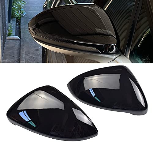 1 Paar Spiegelkappen Links Rechts Seitenspiegel Abdeckkappen für Golf MK7 7.5 GTI 7 Golf 7 R für T-ouran L (Helles Schwarz)