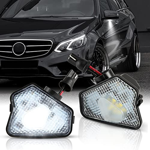 OZ-LAMPE LED Lumière de flaque de rétroviseur,Voiture Bienvenue Lumière pour Be-nz W176 W242 W246 Baureihe C219 X156 X204 X253,projecteurs LED latéraux pour rétroviseurs,Sans Erreur 12V 5000K Blanc