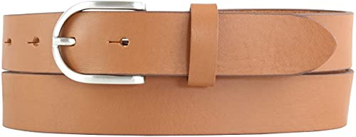 BELTINGER Damen-Gürtel aus Vollrindleder 3 cm | Leder-Gürtel für Damen 30mm | Chino-Gürtel mit runder Gürtelschließe | Tabac 100cm