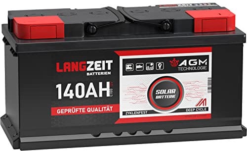 LANGZEIT AGM Batterie 140Ah 12V Solarbatterie Wohnmobil Batterie Bootsbatterie Mover Deep Cycle AGM zyklenfest wartungsfrei ersetzt 120Ah 130Ah