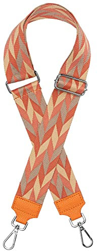 Caspar BSG04 breiter Leder/Textil Schultergurt mit silberfarbenem Karabiner für Handtaschen, Farbe:orange, Accessoires:One Size