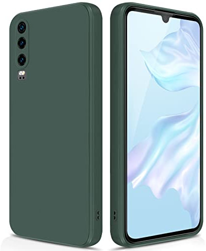 GiiYoon Hülle Kompatibel mit Huawei P30, Hochwertiges Liquid Silicone Case, Rundumschutz Handyhülle, Kratzfestes Weiches Mikrofaserfutter- grün