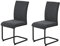 Hela Tische, 2er Set Esszimmerstuhl Schwingstuhl Linn, Webstoff+Mikrofaser Anthrazit, Vierkantgestell Schwarz, 140kg belastbar