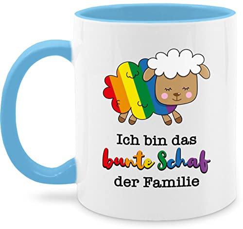 Tasse Tassen 325ml - Pride LGBTQ Flagge - Ich bin das bunte Schaf der Familie - 325 ml - Hellblau - schafe bunt gay lgbt gay. teetasse regenbogen mit csd buntes kaffeetasse lesbian mug lqbtq mugs