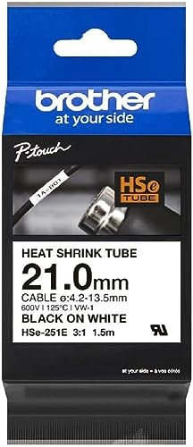 Brother Original Pro Tape HSe-251E Schrumpfschlauch – schwarz auf weiß