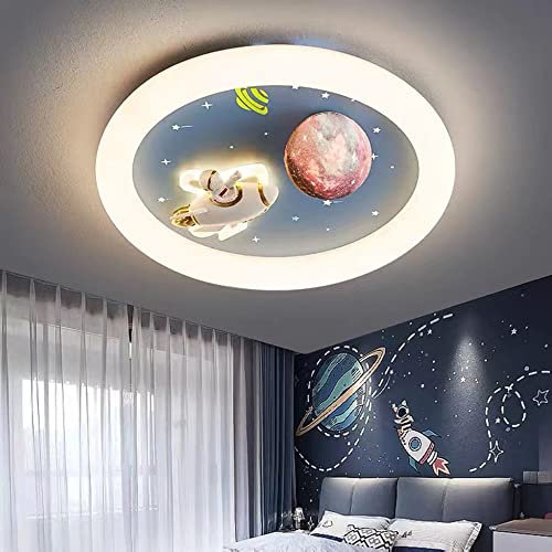 MOLOURK LED Deckenleuchte Für Kinder Kreativität Raketen Kinderzimmerlamp Moderne Astronauten Deckenlampe Dimmbar Augenschutz Babylampe E27 Planet Dekorative Deckenbeleuchtung Ø50cm