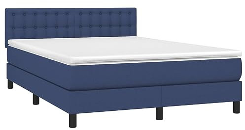 vidaXL Boxspringbett mit Matratze Blau 140x200 cm Stoff