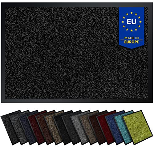 Hochwertige Fußmatte anthrazit-schwarz 90x120 groß für Innen & Außen - Schmutzfangmatte rutschfest, waschbar & wetterfest - Fussmatte für Eingangsbereich & Aussenbereich - Läufer Flur dünn