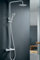 MICE - Columna Conjunto de ducha con grifo termostático de diseño moderno, Barra de ducha extencible, Griferia de baño - SERIE LONDRES Blanco Mate - BTL011/BL