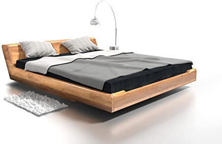 DESIQ Kobe Massivholz-Bett aus Eiche, Balkenbett, massives Holzbett als Doppel- und Komfortbett verwendbar (Kobe Eiche, 160x200)