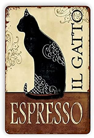 Reproducción de carteles de chapa de metal con diseño de gato, decoración de pared vintage, cartel de chapa de arte retro, decoraciones divertidas para el hogar, bar, pub, cafetería, sala de granja, p