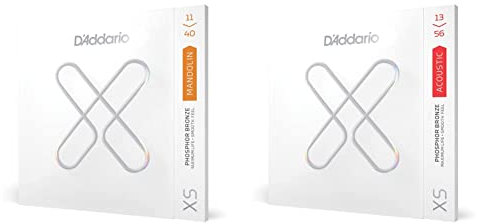 D'Addario Mandolin Strings - Coated Mandolin Strings - XS Phosphor Bronze - For 8 String Mandolin - Maximum Life, Smooth Feel & Guitar Strings - XS Phosphor Bronze Coated Acoustic Guitar Strings