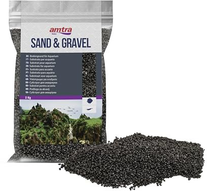 Croci Amtra - Cuarzo cerámico Negro – Arena Natural para acuarios de Cuarzo, para Agua Dulce y Salada, Grano 1,6 – 2 mm, 2 kg