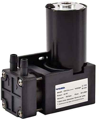 VUYOMUA 12/24V 10W -80KPa 15L/Min Mini DC Luftpumpe Öllose Stummschaltung Membran Vakuumpumpe Elektrische Vakuumpumpe (VN-C4-24V/-bürstenlos)