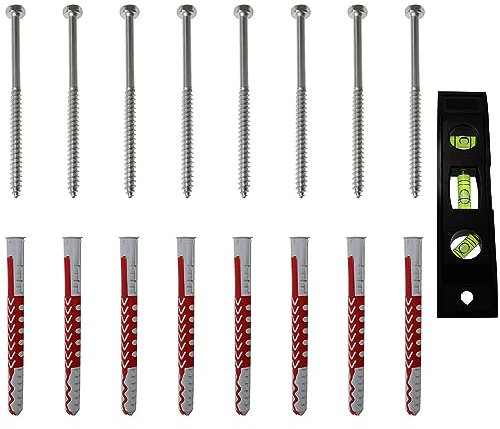 Mounting Dream Lag Bolt Kit BLLNDX 8PCS M6 Fischer Anchors with 8PCS Lag Bolt and Bubble Level for TV Wall Mount Comes