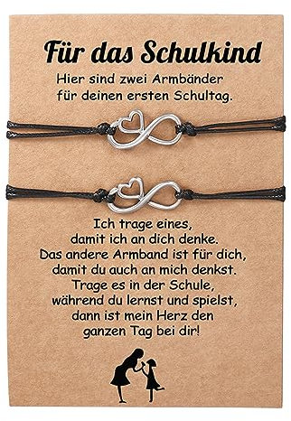 ALBERTBAND Mutter Tochter Sohn Armbänder Set Armband Schulkind Zurück Zur Schule Geschenke Erster Schultag Schmuck Geburtstagsgeschenke für Jungen und Mädchen (D)