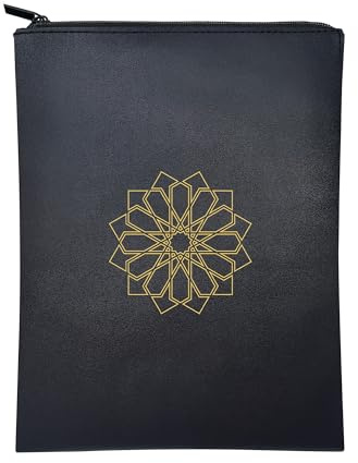 IqraCovers Quran Cover – Luxurious Book Case Sleeve with Zipper – Durable Water-Resistant Book Protector Pouch – Elegant Book Covers for Quran or Thick Hardcover Books (Black, Large)