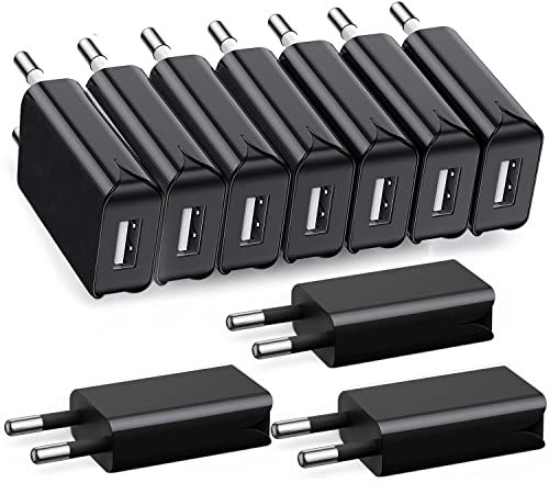 10Pack 5W USB Ladegerät Stecker, 5V/1A Slim USB Ladestecker Netzteil für iPhone, Samsung Handy,MP3, eBook Reader, Ventilateur,Smartwatch und Mehr (Schwarz-10Pack)
