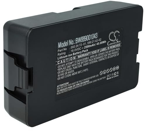 vhbw 1x Batterie Compatible avec Gardena Smart SILENO City 250 m2 Set 19069-20, 400m2 19605-60 Robot Tondeuse (2500mAh, 18V, Li-ION)