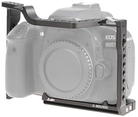 FOTGA Kamerakäfig für Canon EOS 70D 80D 90D Kamera, Aluminium Vlogging Käfig Stabilisator Rig mit kaltem Schuh, 1/4-20 Schraube, 3/8-16 Löcher für Arri Grip, Schnellwechselplatte für Arca-Swiss