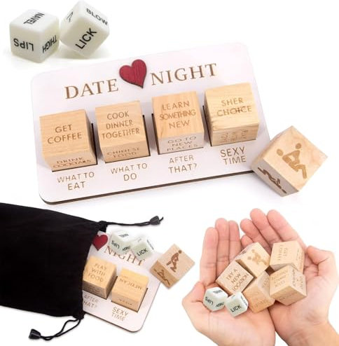 AYNKH Würfel für Paare, Valentinstag, Datum, Nacht, lustige Date-Nacht-Ideen, Paar-Spiele-Set, lustiges Geschenk zum Valentinstag, Jahrestag, Geburtstag, mit schwarzer Tasche