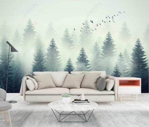3D Tapete Nebelwald-Vogellandschaft Fototapete Wohnzimmer Vliestapete Decoration
