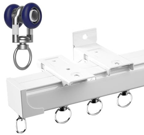 Vorhangschiene Aluminium Weiß/Schwarz Gardinenschiene, Vorhangschiene Deckenhalterung, Raumteiler Gardinenstange Oder Wand, Decken-Duschvorhangschienen für Privatsphäre (6m), 1-läufige Vorhangschiene