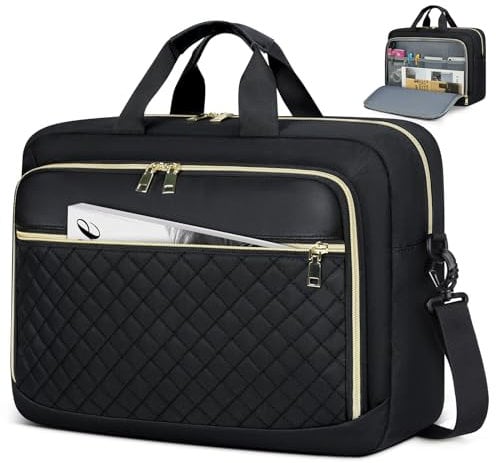 NEWHEY Sacoche pour Ordinateur Portable Femme 15.6 Pouces Grand Sac Pc Portable Housse Ordinateur Imperméable Mallette Sacoche Bandoulière Sacoche Porte Document pour Travail Affaires Université