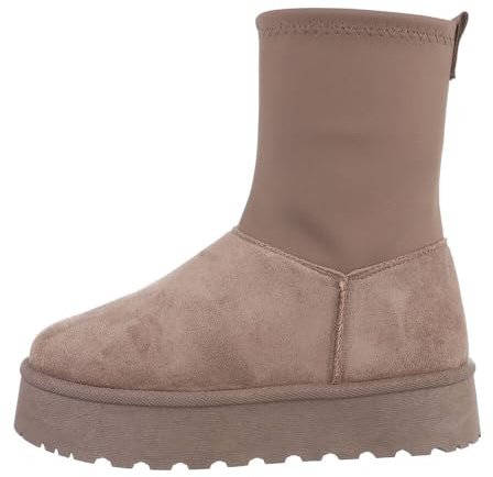 Ital Design Damenschuhe Stiefeletten Plateaustiefeletten, 88-118-, Textil, Hellbraun, Gr. 37